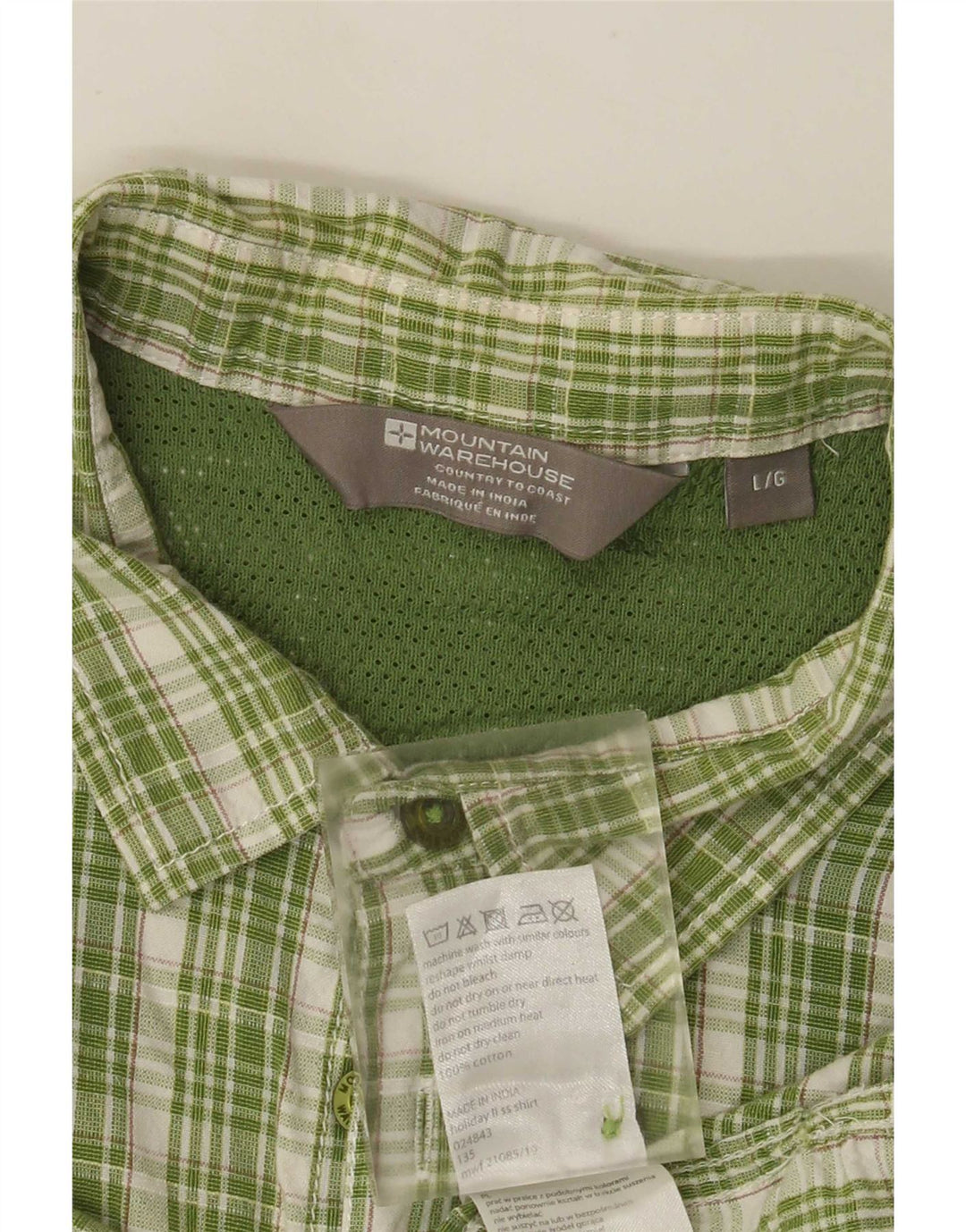 Mountain Warehouse Chemise à manches courtes pour homme, coupe classique, grand carreaux verts