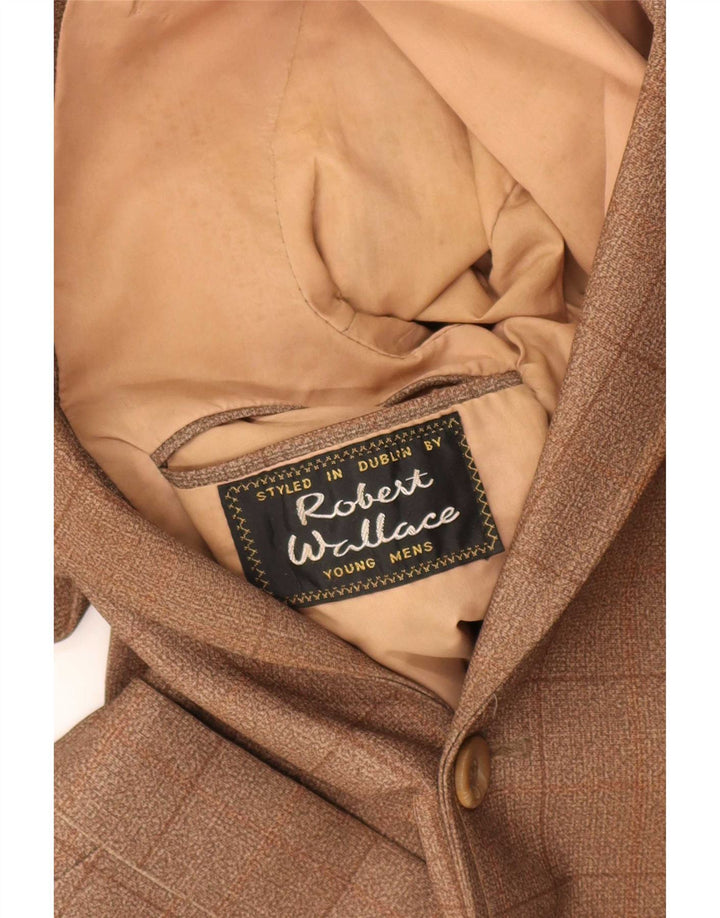 Vintage Veste blazer 2 boutons pour garçon 6-7 ans Carreaux marron