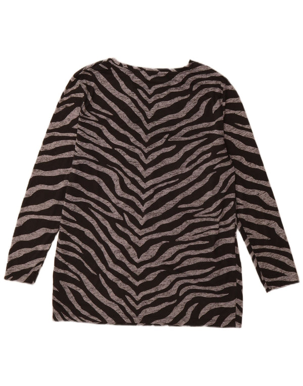 Marks & Spencer Haut à manches longues pour femme UK 42 Medium Noir Imprimé animal