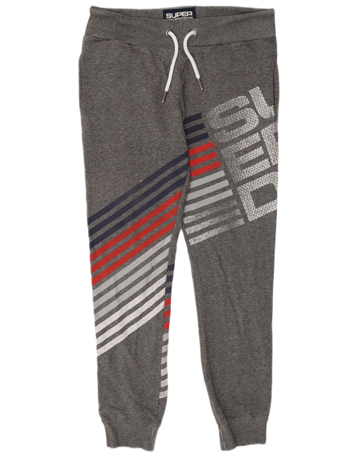 SUPERDRY Pantalon de Survêtement Graphique Homme Joggers Large Gris Rayé Coton