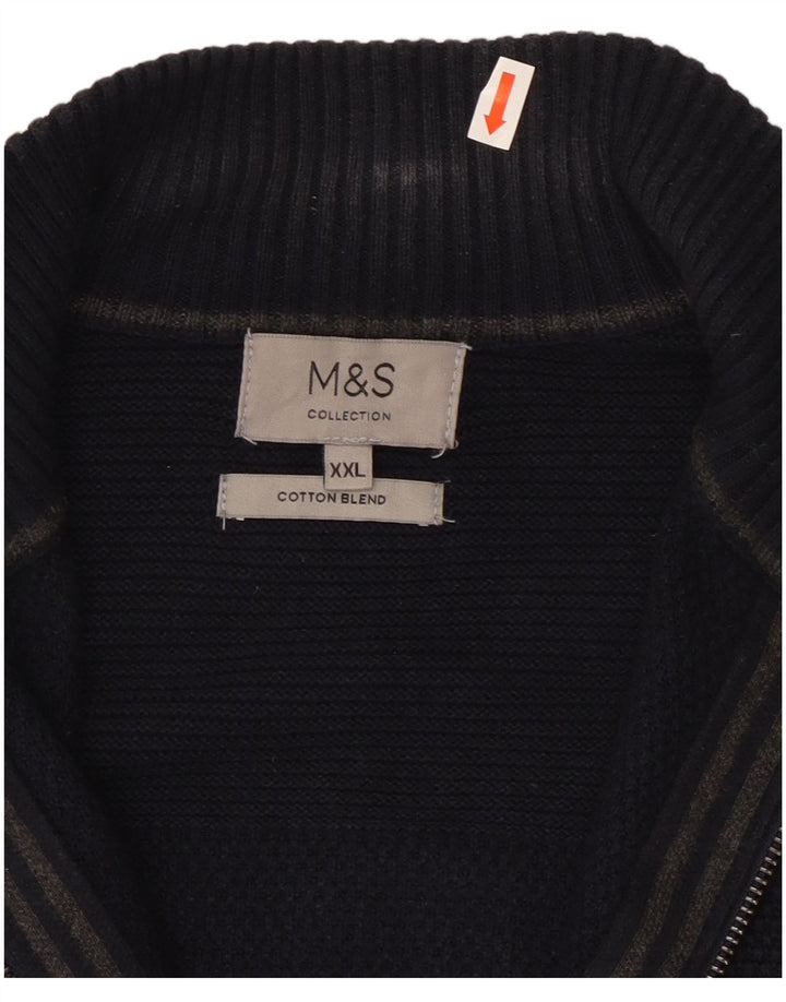 Marks & Spencer Cardigan pour homme en coton bleu marine 2XL