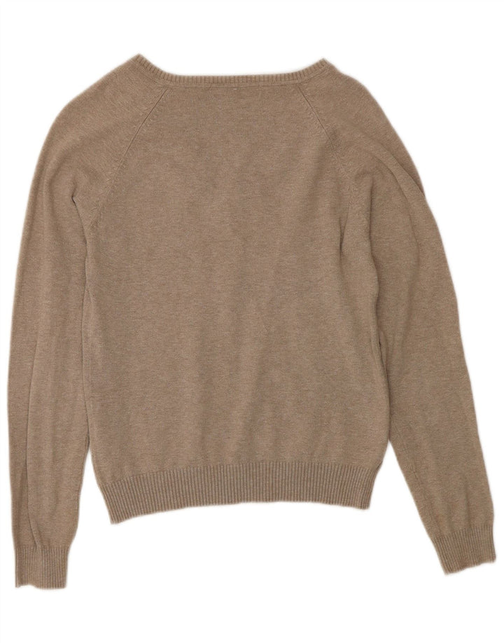Zara Pull col en V pour femme UK 12 Gris moyen Coton
