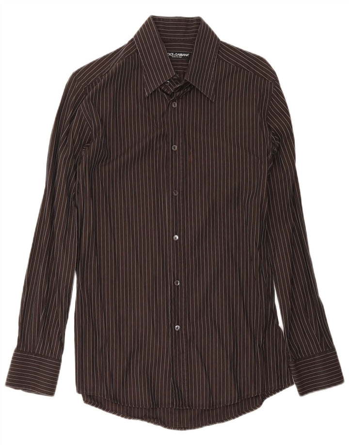 Dolce & Gabbana Chemise Homme Taille 40 15 1/2 Rayure Noire Moyenne