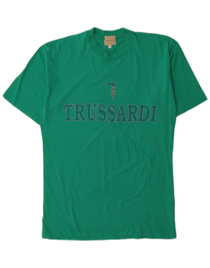 Trussardi T-Shirt Graphique Top Vert Moyen Coton |
