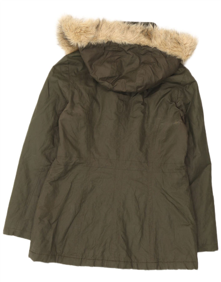Marks & Spencer Parka à capuche pour femme UK 12 en coton kaki moyen