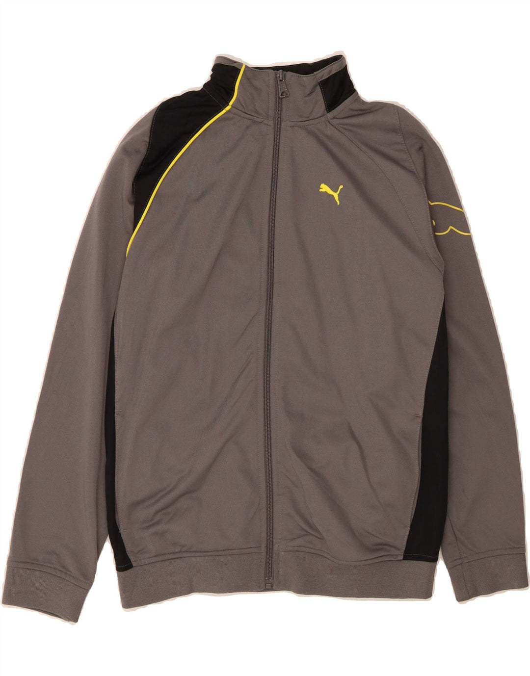 PUMA Boys Graphic Tracksuit Top Jacket 13-14 Years Large  Grey Colourblock Vintage Puma and Second-Hand Puma from Messina Hembry 