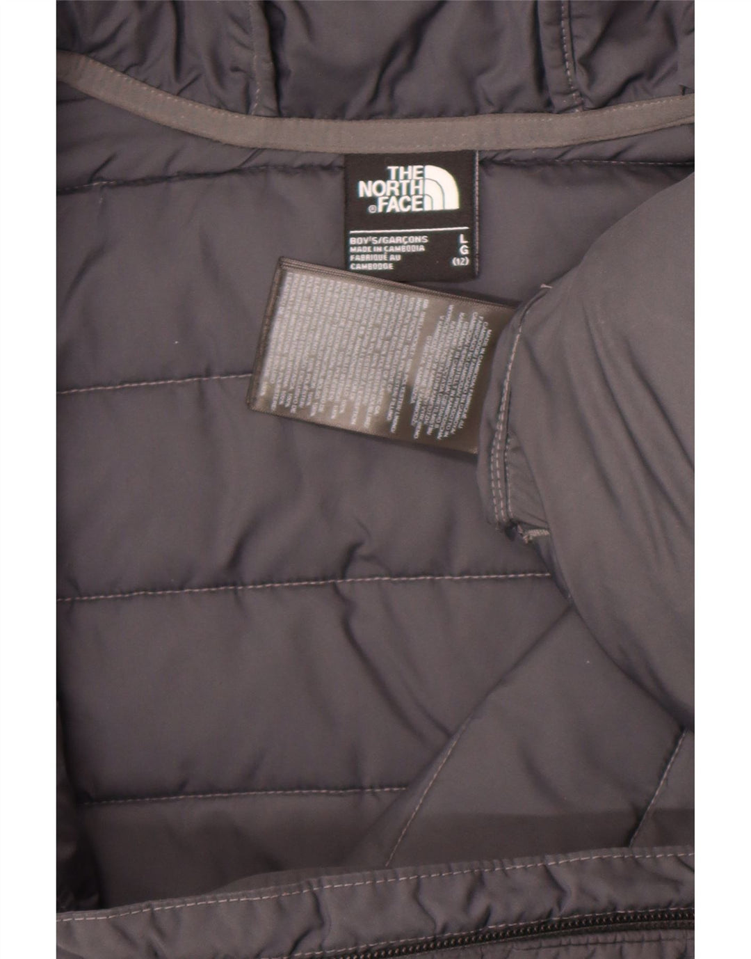 The North Face Veste matelassée à capuche pour garçons 11-12 ans Large Gris Polyester