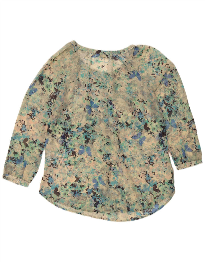 vintage Femme Blouse Top UK 18 XL Turquoise Repéré