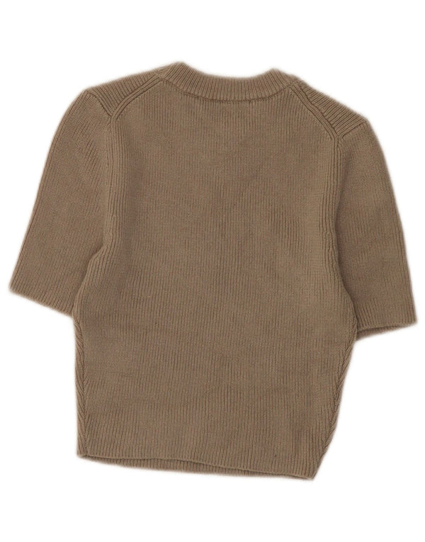 Zara Pull court à manches courtes et col bateau pour femme UK 8 Petit Gris
