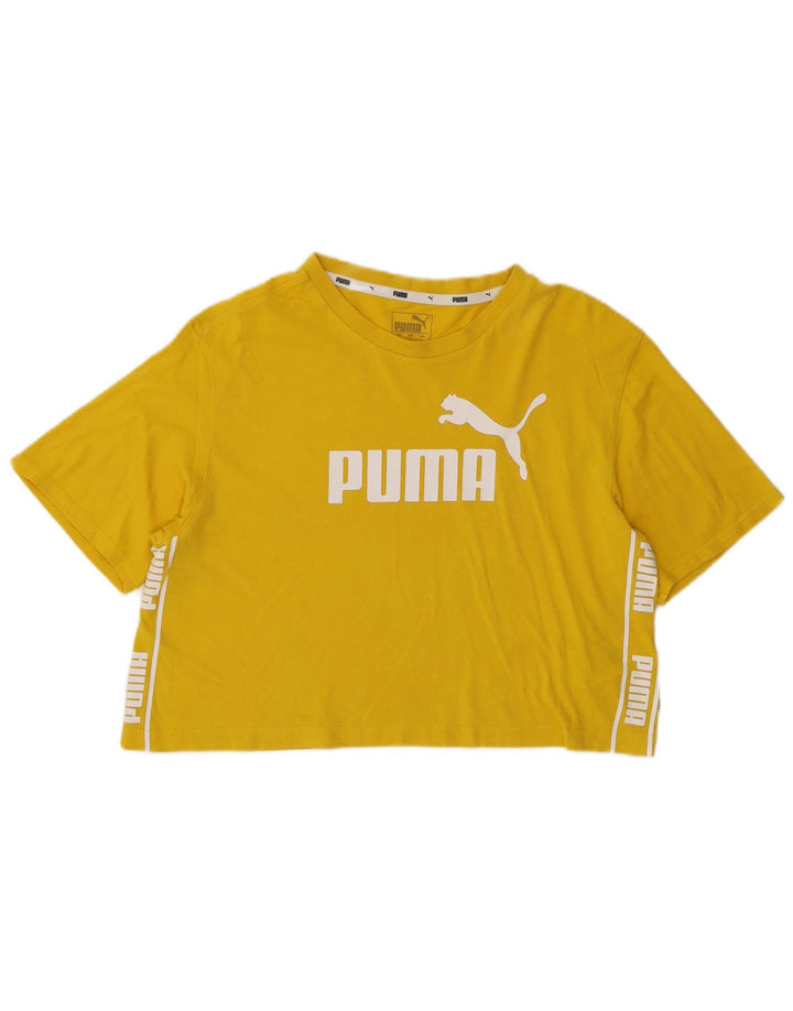PUMA T-shirt court surdimensionné pour femme UK 10 Petit coton jaune