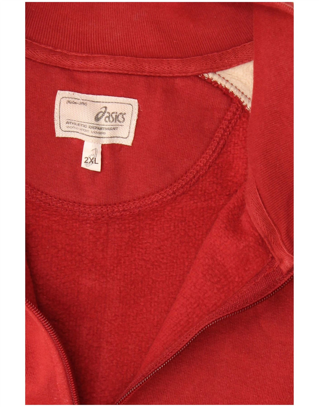 ASICS Sweat-shirt à col zippé pour homme 2XL Rouge Colourblock Coton