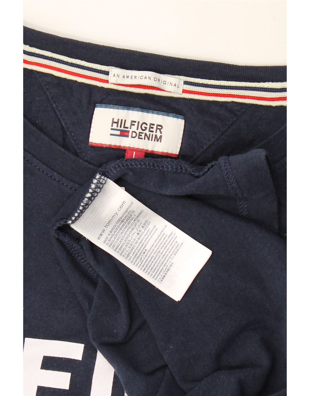 TOMMY HILFIGER Haut graphique à manches longues pour hommes en coton bleu marine grand
