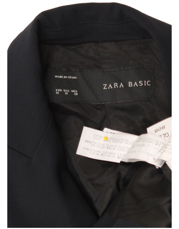 Zara Veste blazer à double boutonnage pour femme UK 12 Bleu marine moyen Polyester