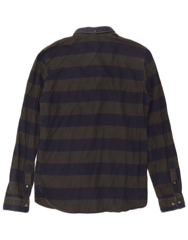 French Connection Chemise Slim en Flanelle Homme Bleu Marine Rayé en Coton