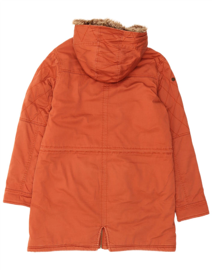 Billabong Parka à capuche pour femme UK 14 en coton orange moyen