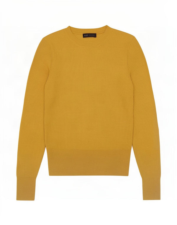 Marks & Spencer Pull à col rond pour femme UK 12 Viscose jaune moyen