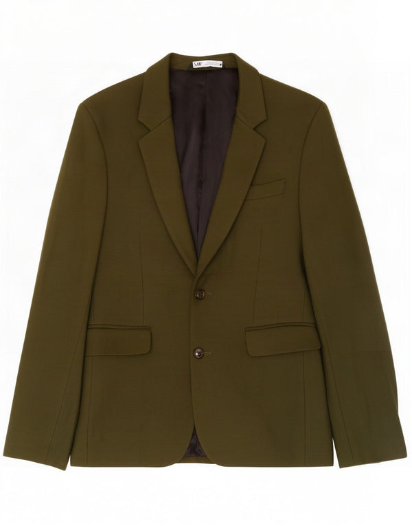 Zara Veste Blazer 2 Boutons Homme EU 48 Vert Moyen Viscose