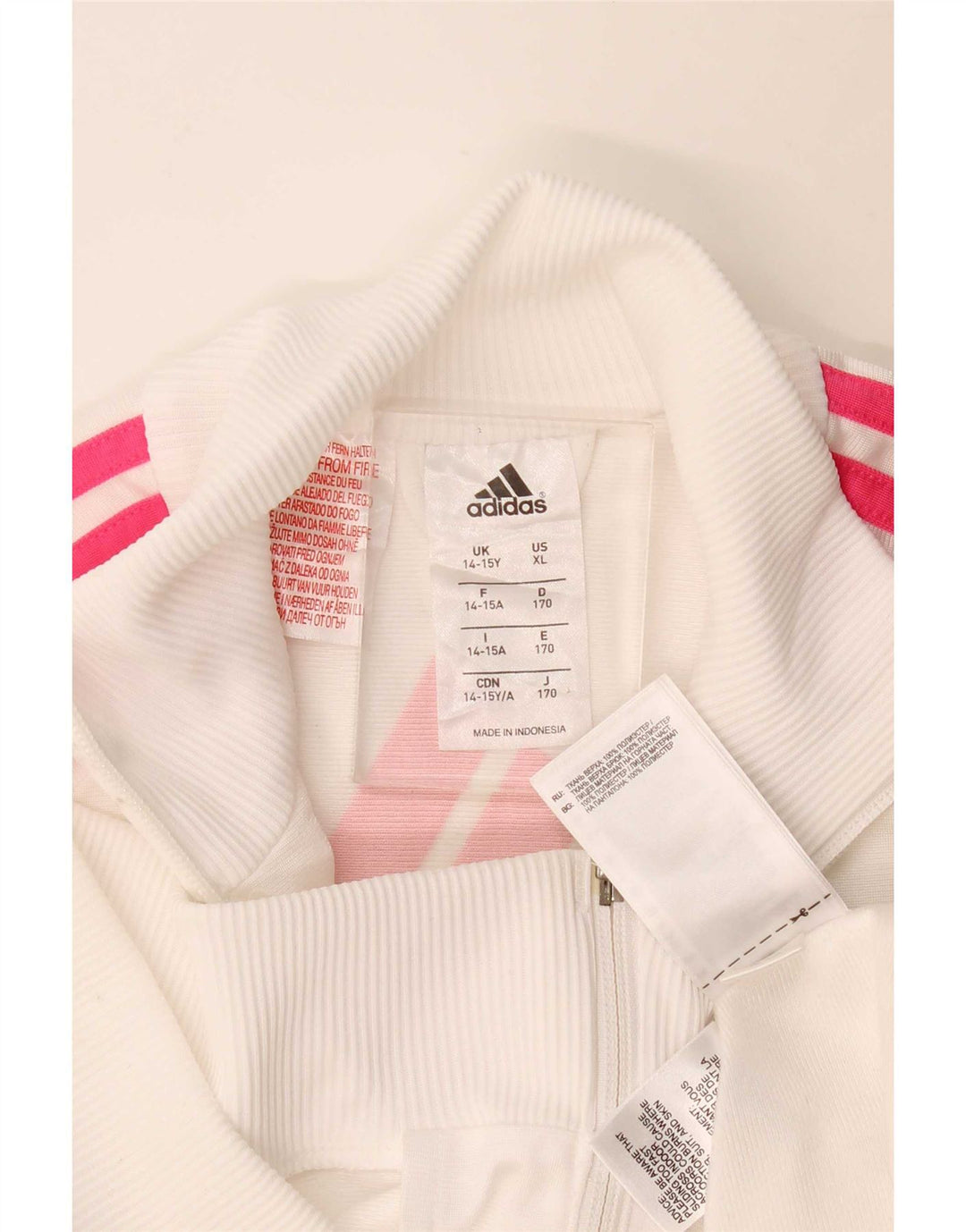 Adidas Veste de Survêtement Fille 14-15 Ans Blanc Cassé Polyester