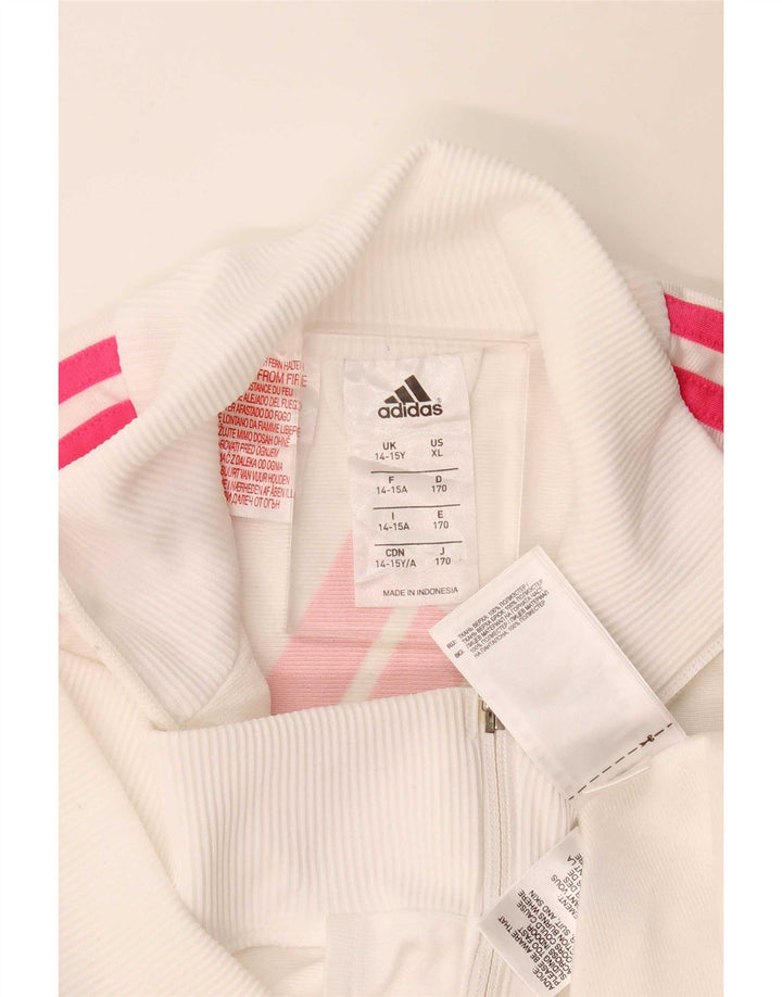 Adidas Veste de Survêtement Fille 14-15 Ans Blanc Cassé Polyester