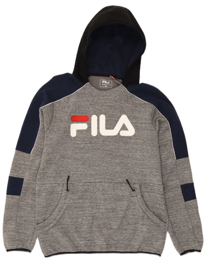 Fila Pull à Capuche Graphique Homme Gris Moyen Coton Colorblock
