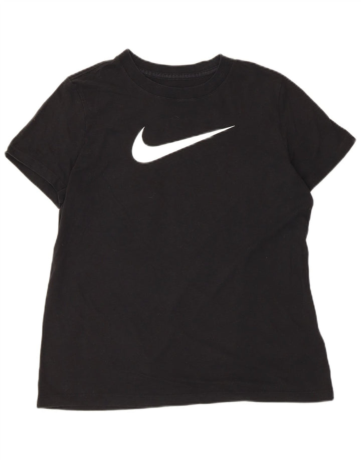 Nike T-shirt graphique Dri Fit pour femme UK 14 en coton noir moyen