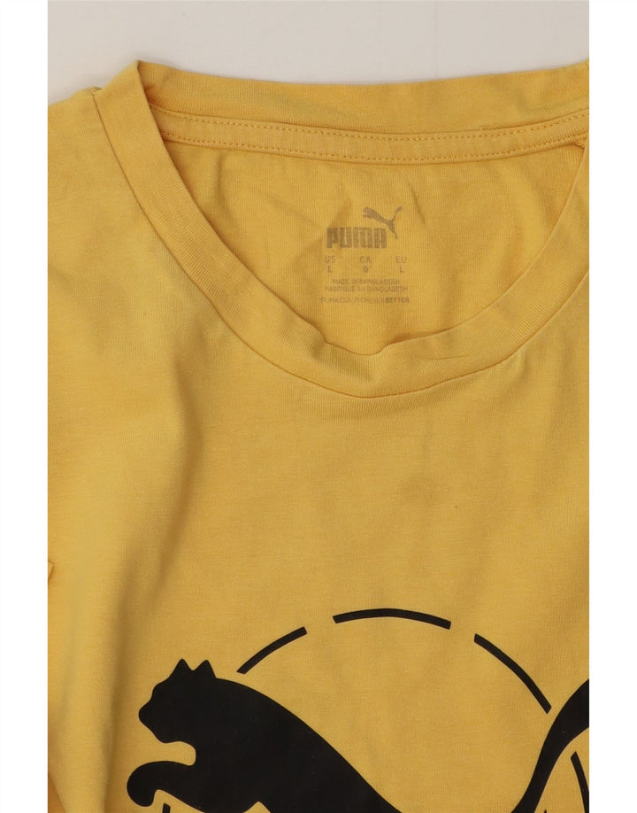 PUMA T-shirt graphique pour hommes, grand, jaune, coton