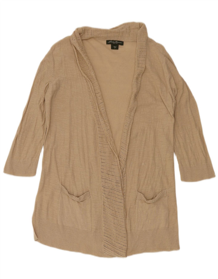 EDDIE BAUER Pull cardigan ouvert long pour femme UK 12 Beige moyen