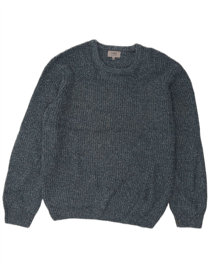 Marks & Spencer Pull col rond pour homme 2XL Acrylique moucheté bleu