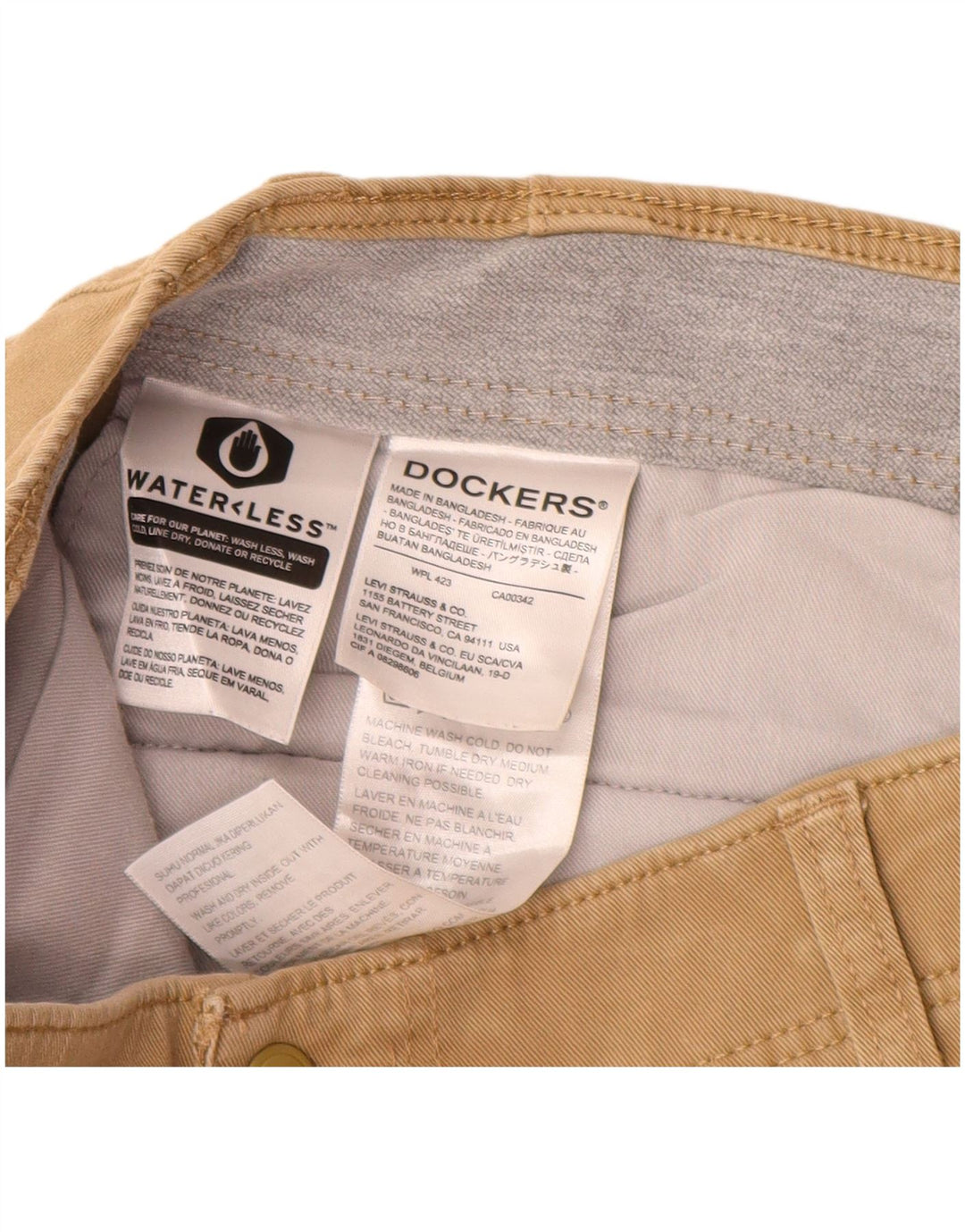 DOCKERS Pantalon Chino Slim Homme W36 L32 Beige Coton