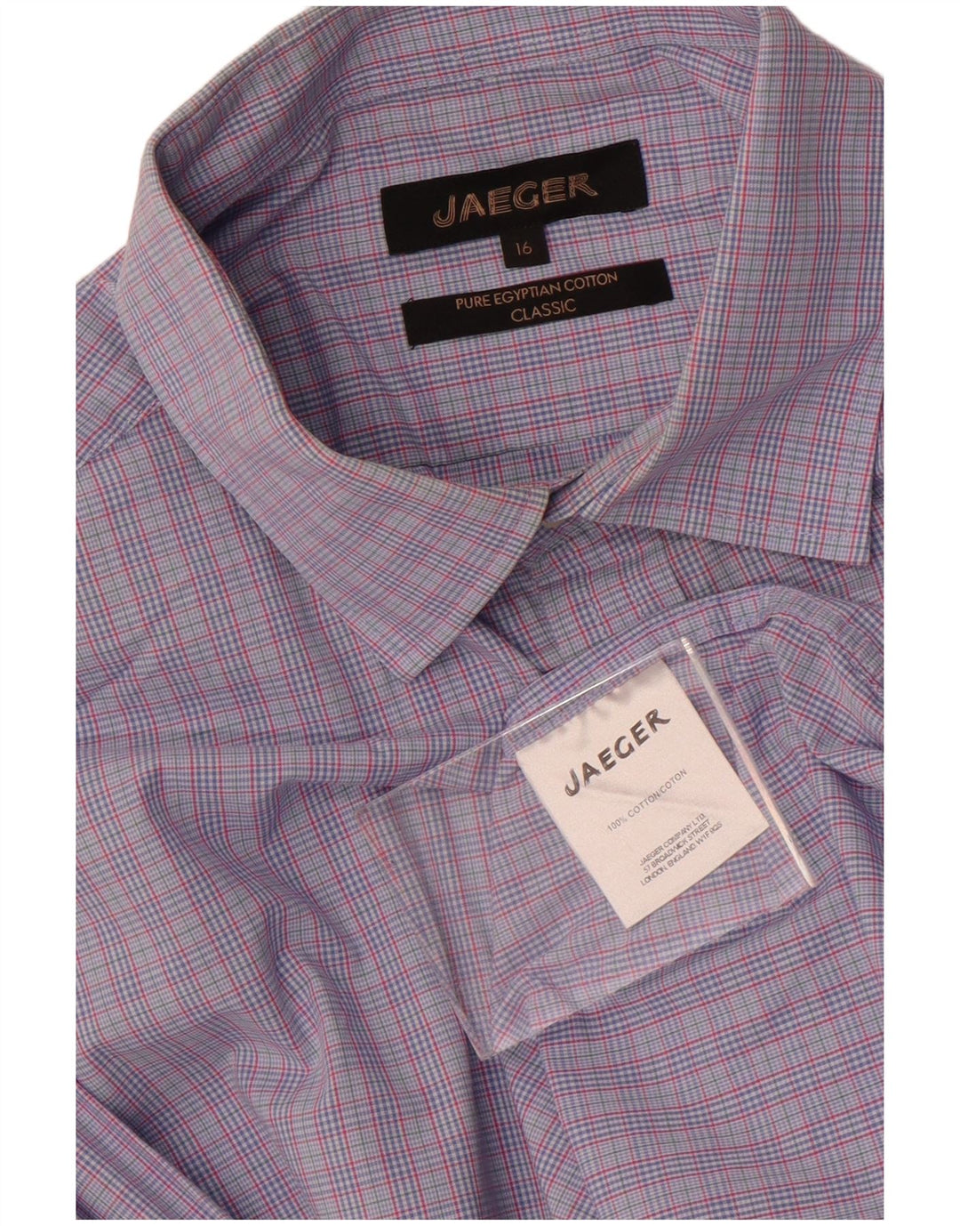 Jaeger Chemise classique pour homme Taille 16 Grand coton à carreaux bleus