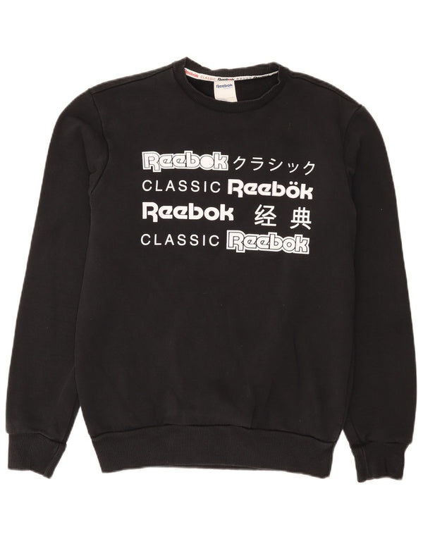 Reebok Sweat-shirt graphique pour homme en coton noir Small