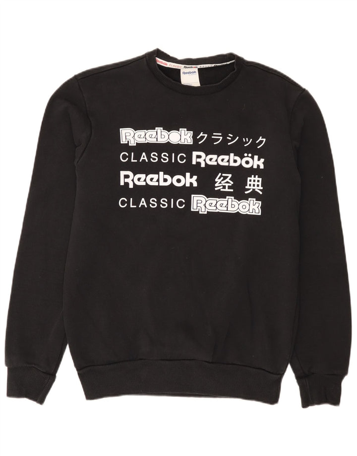 Reebok Sweat-shirt graphique pour homme en coton noir Small