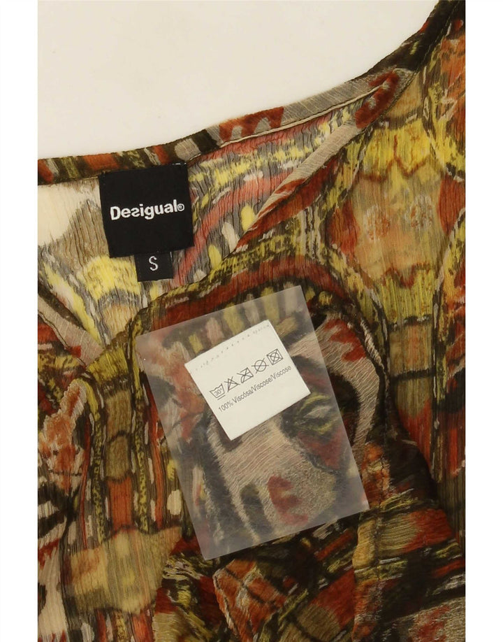 Desigual Chemisier à motif abstrait pour femme UK 8 Small Kaki Viscose
