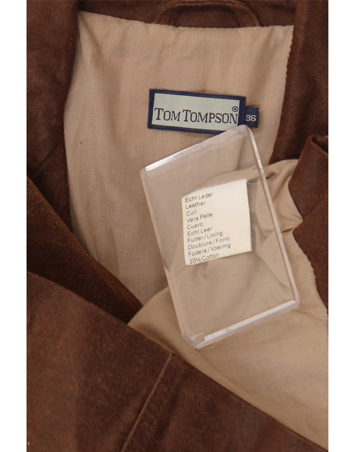 Tom Tompson Veste blazer en cuir à 2 boutons pour femme EU 36 Petit Marron