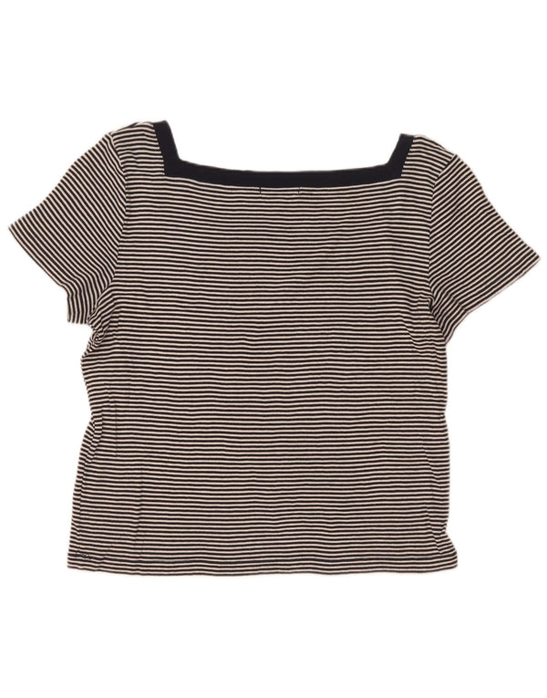 Chaps T-Shirt Femme Top UK 18 XL Coton Noir à Fines Rayures