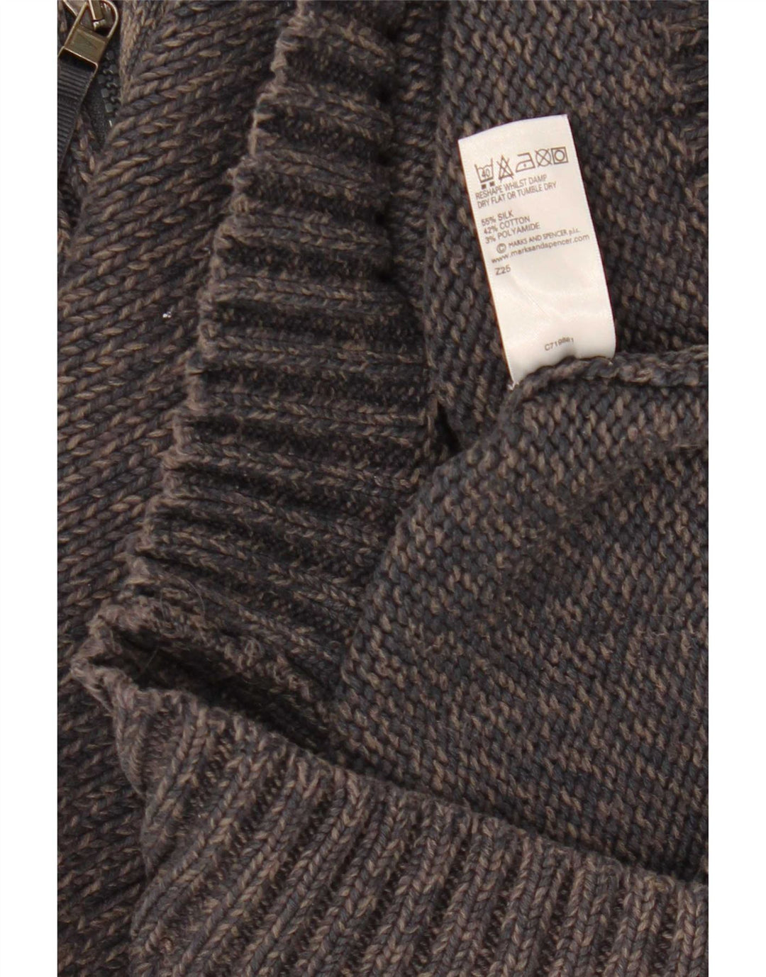 Marks & Spencer Pull à col zippé pour homme Petite soie mouchetée bleu marine