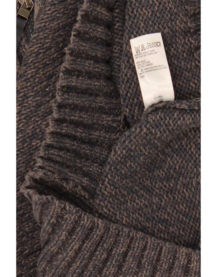 Marks & Spencer Pull à col zippé pour homme Petite soie mouchetée bleu marine
