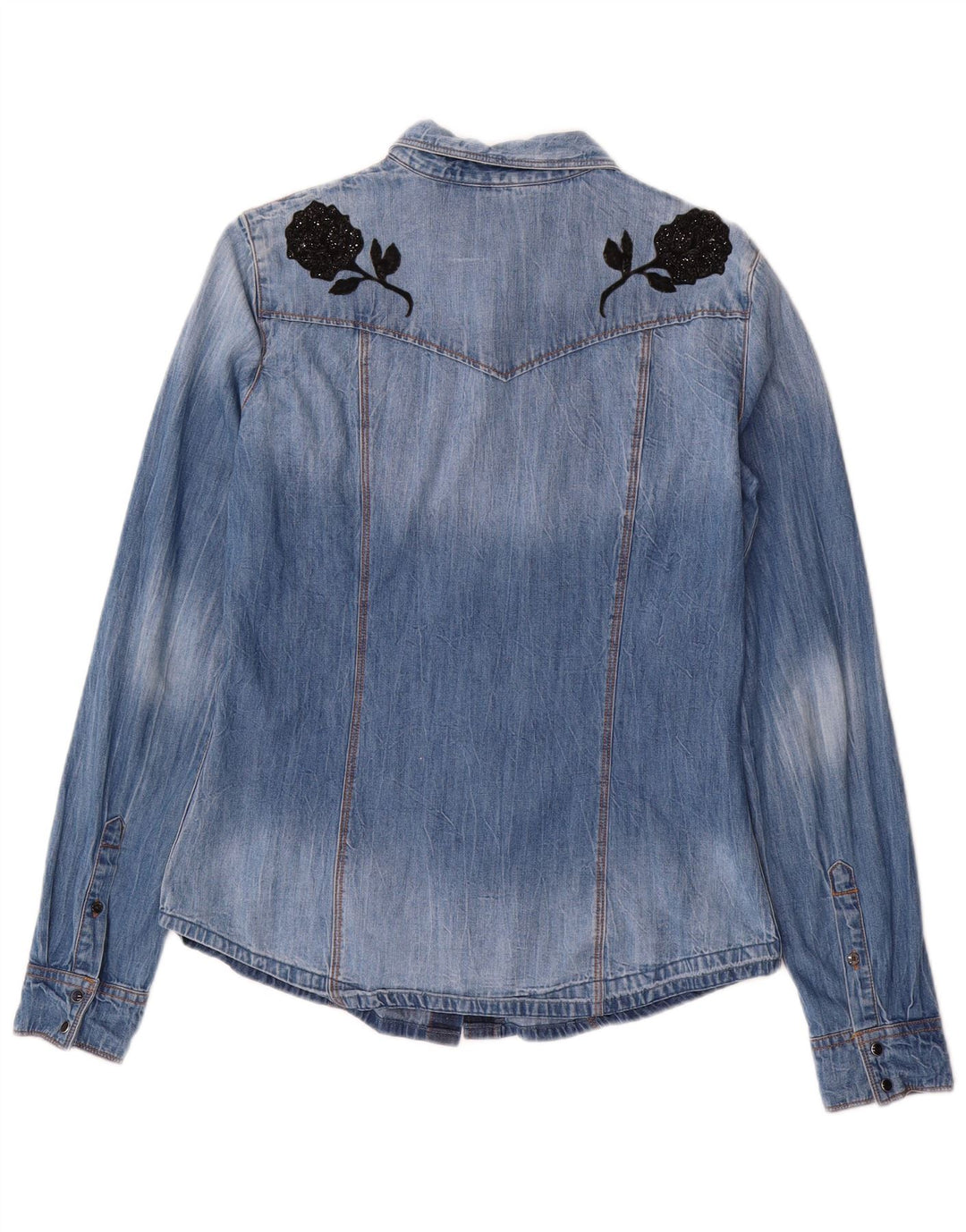 GUESS Chemise en jean pour femme UK 14 Bleu moyen floral