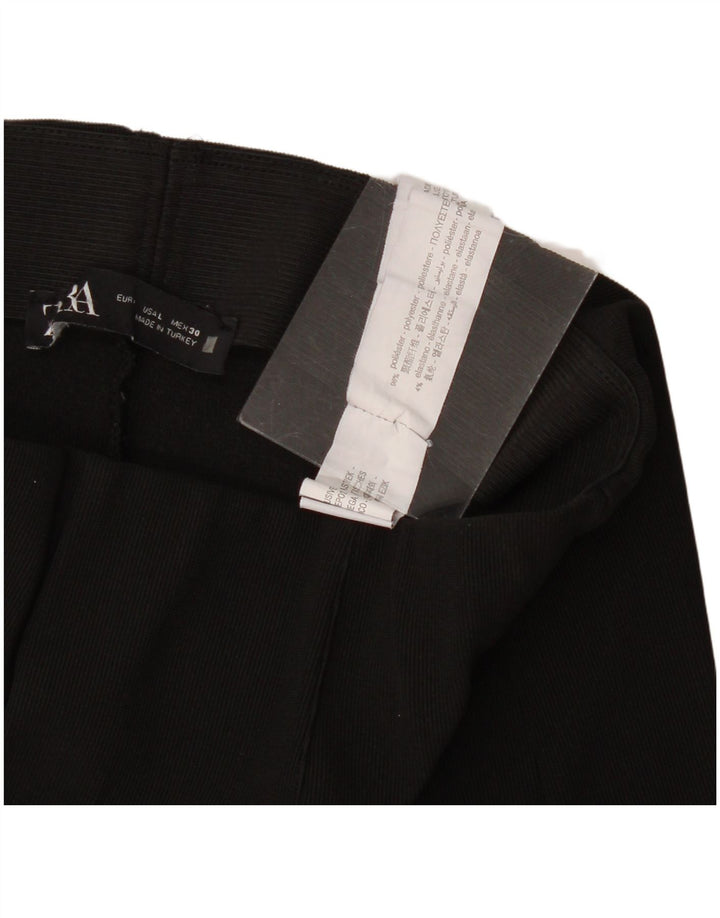 Zara Pantalon décontracté évasé pour femme Large W32 L26 Noir Polyester