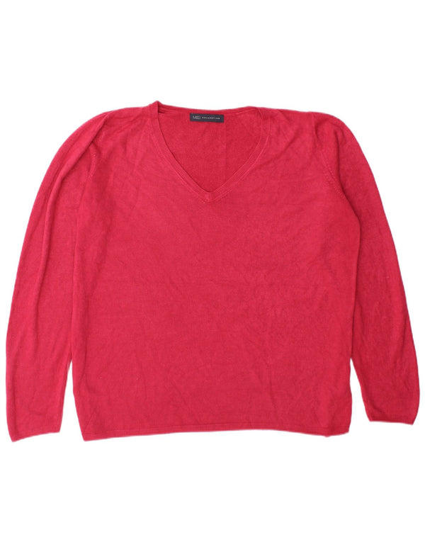 Marks & Spencer Pull col V pour femme UK 20 2XL Rouge Acrylique