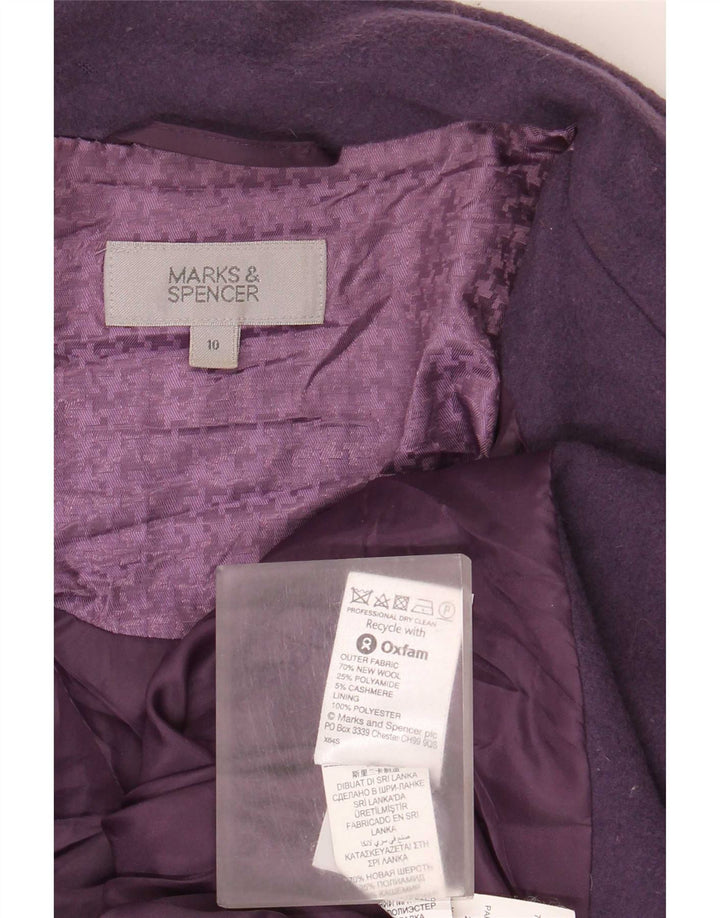Marks & Spencer Manteau surdimensionné pour femme UK 10 Petite laine vierge violette