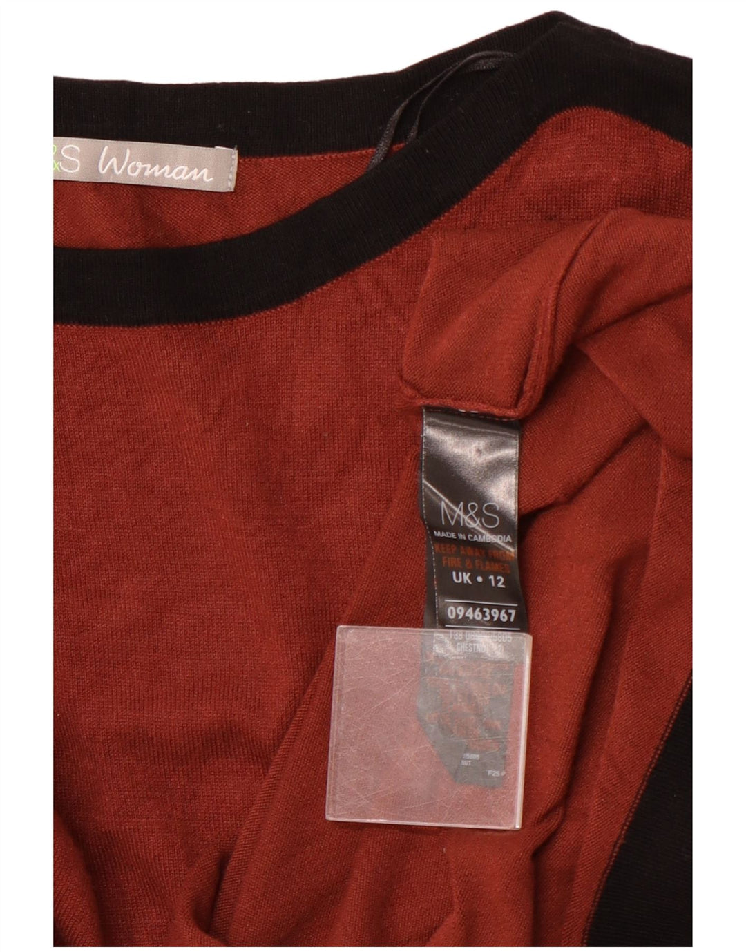 MARKS & SPENCER Haut tunique à manches 3/4 pour femme UK 12 Marron moyen Colourblock
