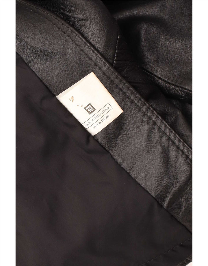 manteau en cuir femme vintage UK 18 XL Noir