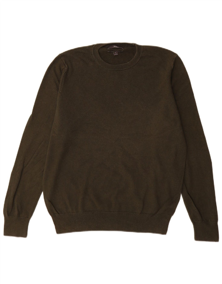 Marks & Spencer Pull Col Rond Homme Kaki Moyen Coton
