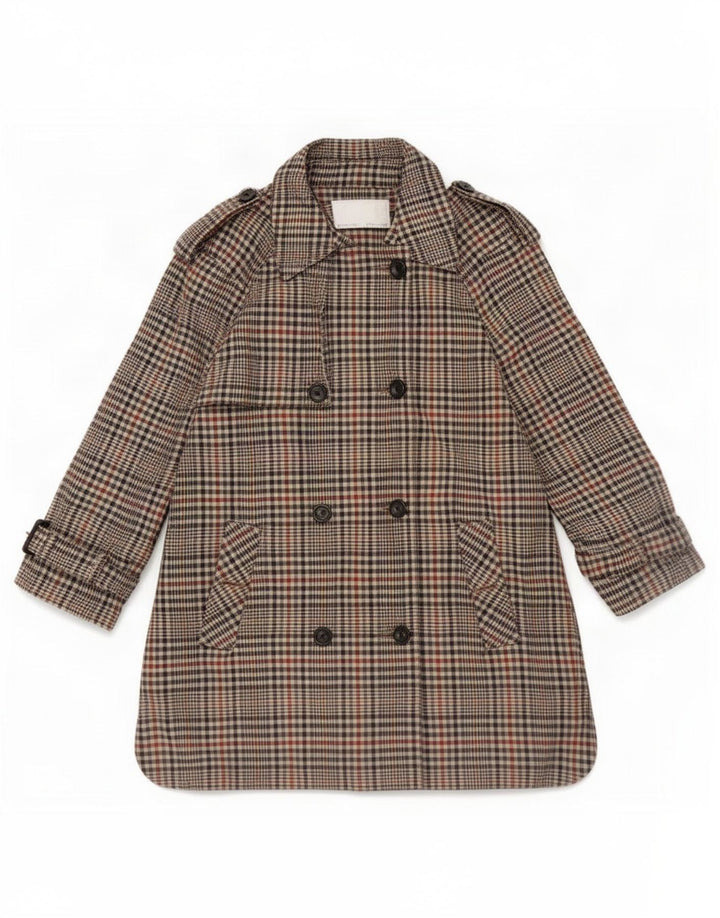 Zara Femme Trench Coat UK 14 Moyen Pied De Poule Multicolore