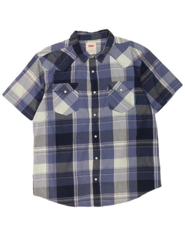 Levi's Chemise à Manches Courtes Homme XL Bleu Carreaux Coton