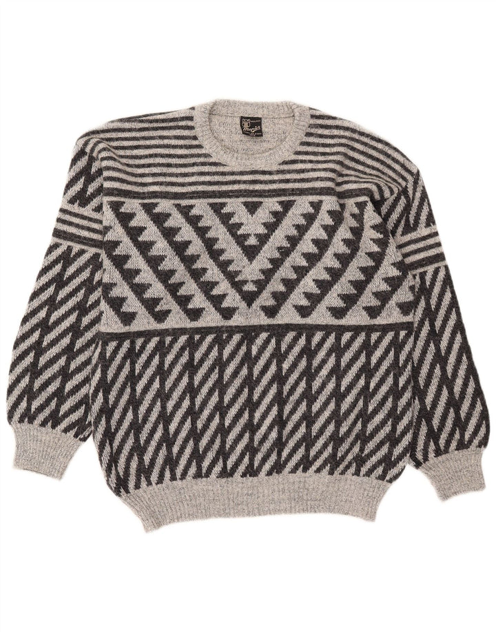 Mapier Pull à col rond pour homme Petit gris géométrique