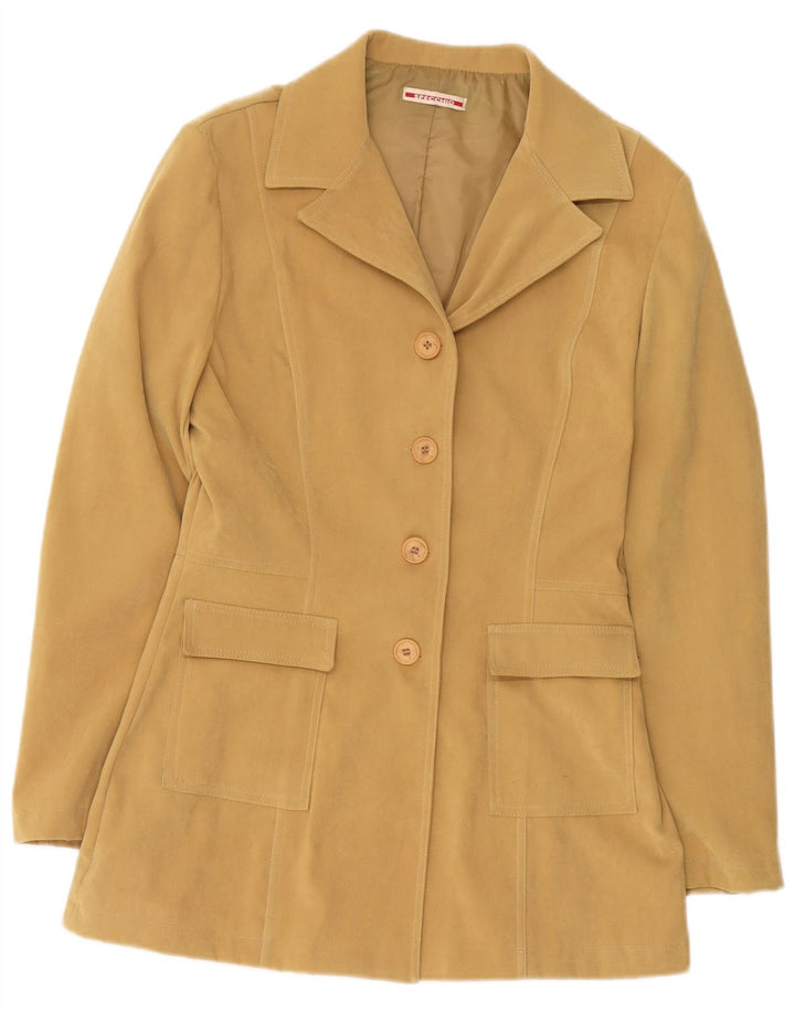 Specchio Veste Blazer 4 Boutons Femme UK 14 Grand Beige Polyester