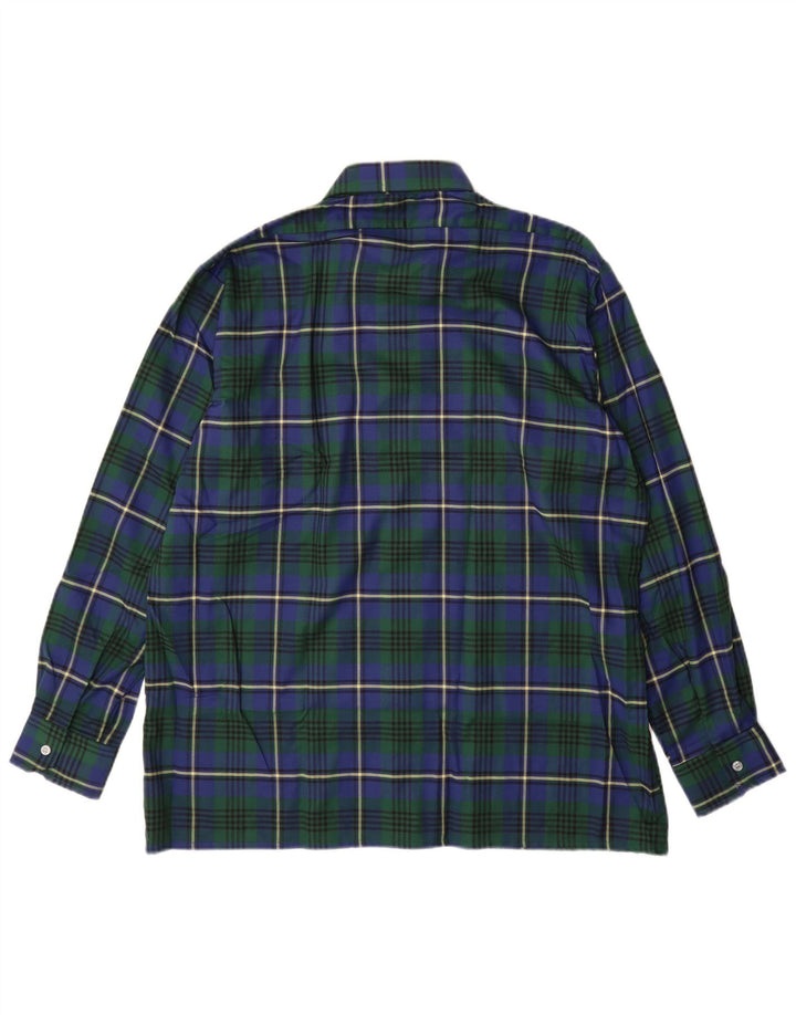 vintage Chemise en flanelle homme Taille 43 XL Bleu Check Polyester