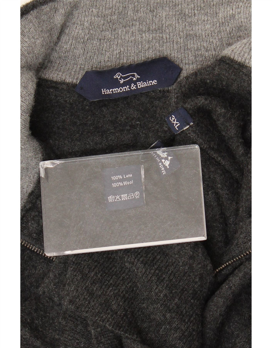 Harmont & Blaine Pull à col zippé pour homme 3XL Gris Laine